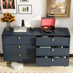 Commode double à 6 tiroirs 55,1W avec meuble de rangement noir et or