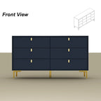 Commode double à 6 tiroirs 55,1W avec meuble de rangement noir et or