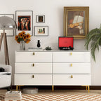 Commode double à 6 tiroirs 55,1W avec meuble de rangement noir et or