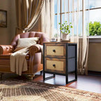 Commode en bois et rotin avec tiroirs