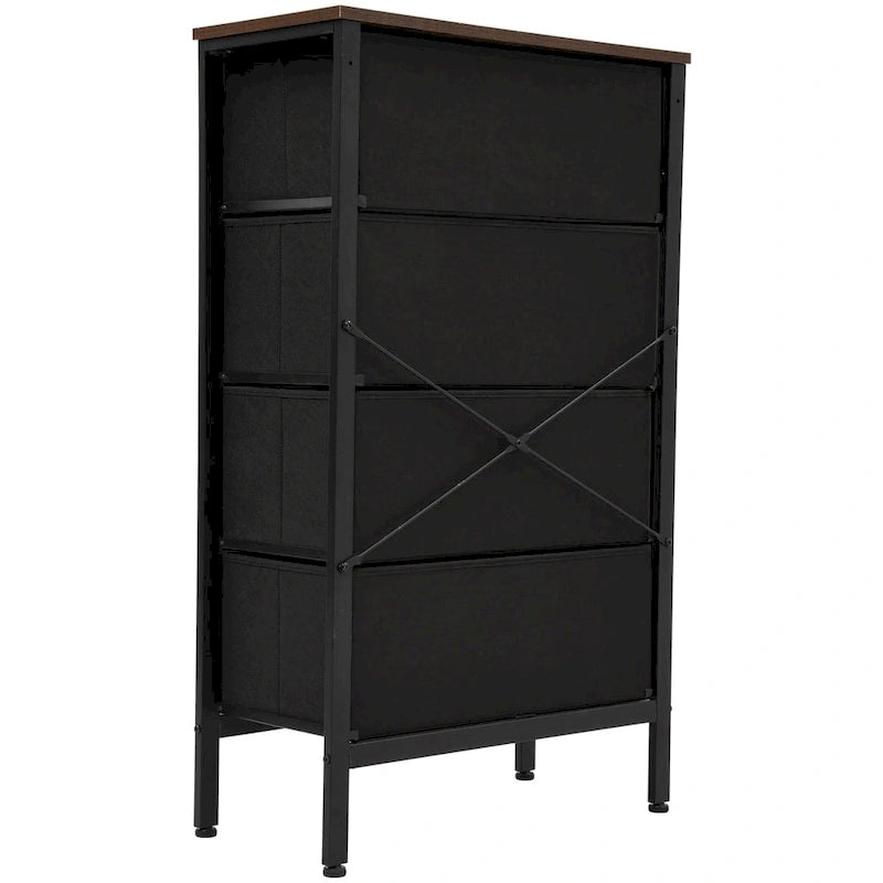 Commode en bois et rotin avec tiroirs