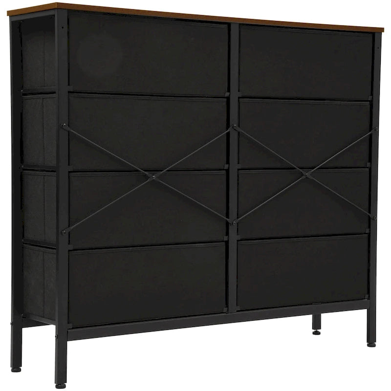 Commode en bois et rotin avec tiroirs