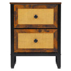 Commode en bois et rotin avec tiroirs