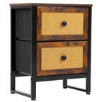 Commode en bois et rotin avec tiroirs
