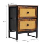 Commode en bois et rotin avec tiroirs