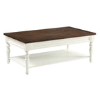 Table basse en bois bicolore ivoire et moka avec roulettes