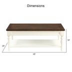 Table basse en bois bicolore ivoire et moka avec roulettes
