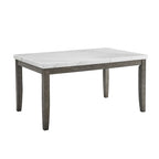 Table de salle à manger plateau marbre gris vieilli, 6 places