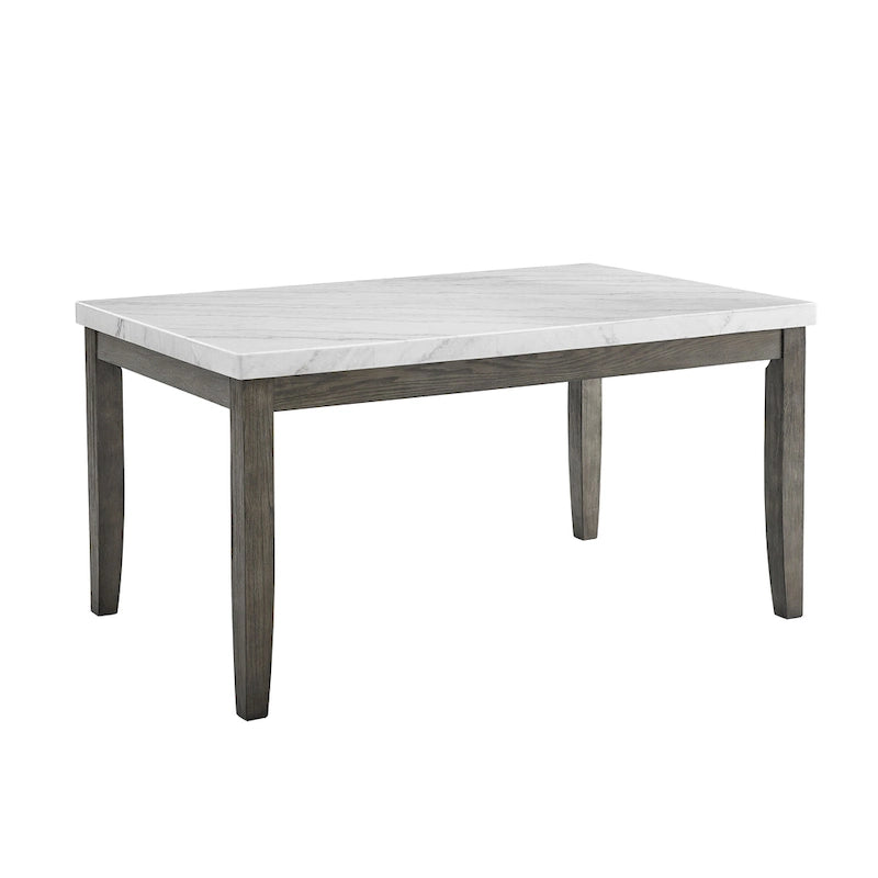 Table de salle à manger plateau marbre gris vieilli, 6 places