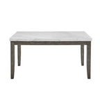 Table de salle à manger plateau marbre gris vieilli, 6 places