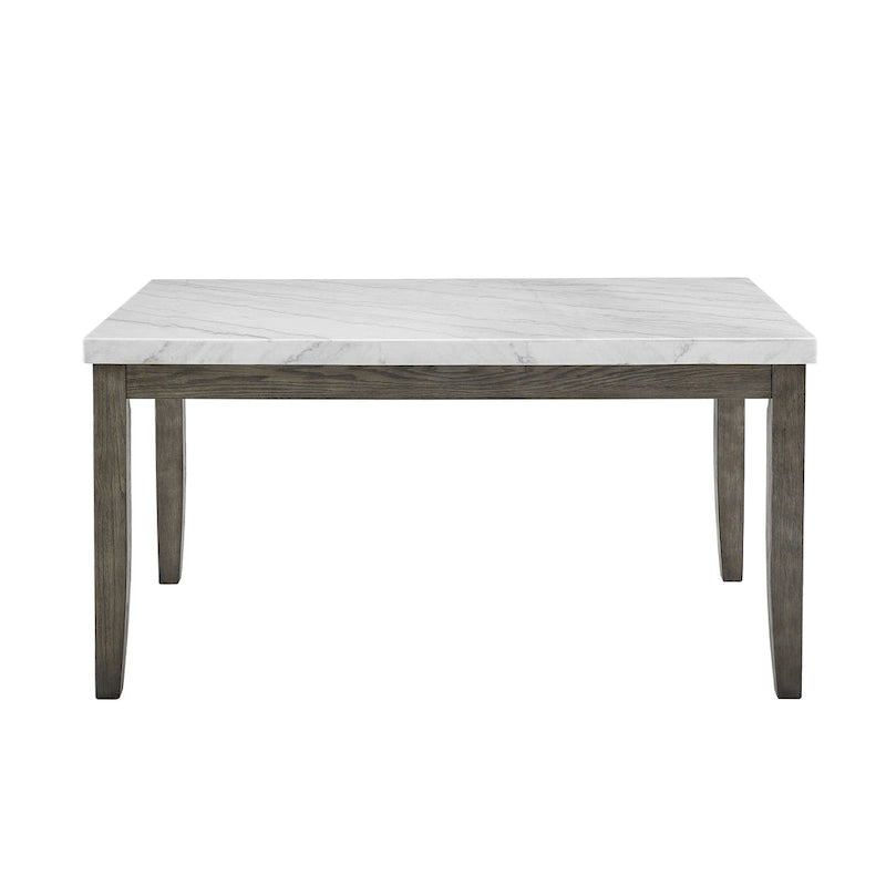 Table de salle à manger plateau marbre gris vieilli, 6 places