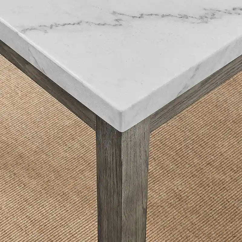 Table de salle à manger plateau marbre gris vieilli, 6 places