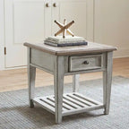 Table d'appoint à 1 tiroir blanc antique Heartland