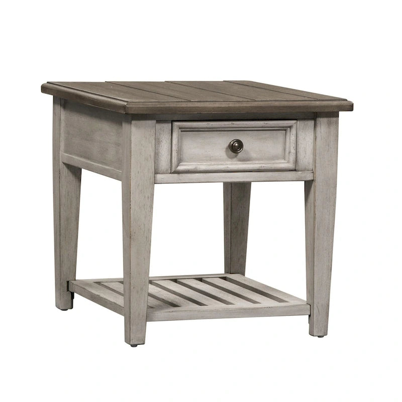 Table d'appoint à 1 tiroir blanc antique Heartland