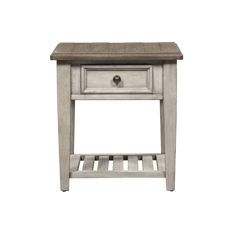 Table d'appoint à 1 tiroir blanc antique Heartland
