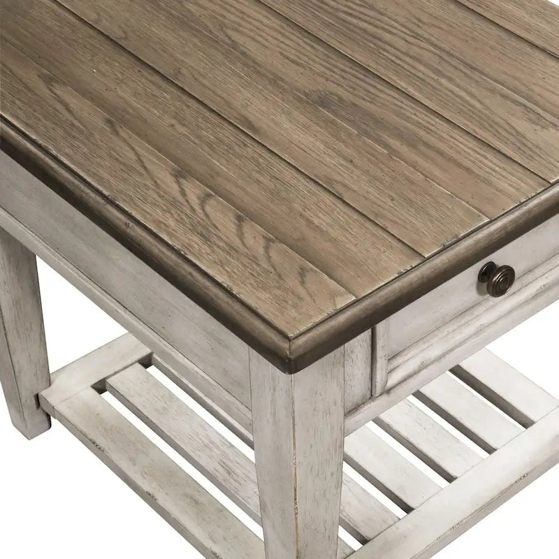 Table d'appoint à 1 tiroir blanc antique Heartland