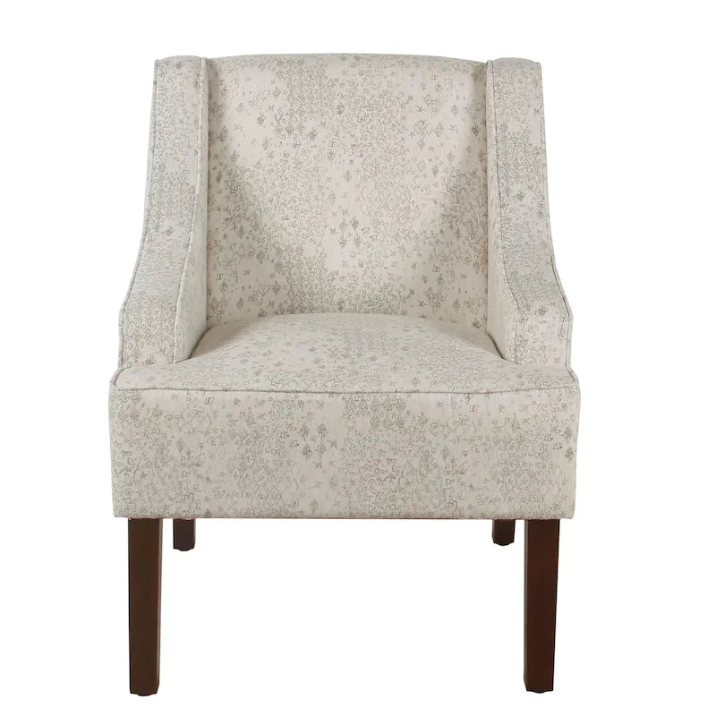 Fauteuil d'appoint Porch & Den Lyric avec accoudoirs arrondis crème/gris à motif pochoir vintage