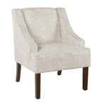Fauteuil d'appoint Porch & Den Lyric avec accoudoirs arrondis crème/gris à motif pochoir vintage