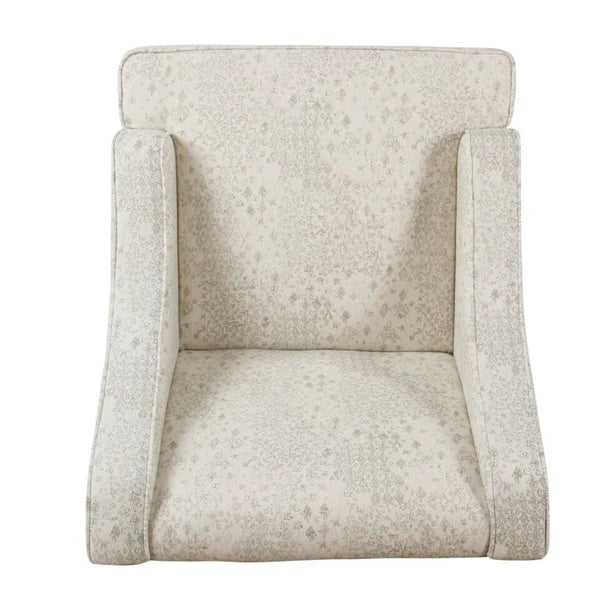 Fauteuil d'appoint Porch & Den Lyric avec accoudoirs arrondis crème/gris à motif pochoir vintage