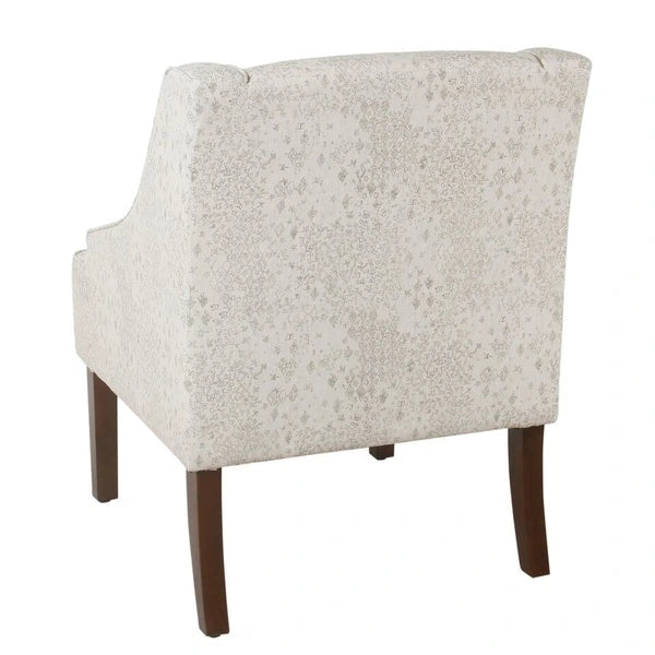 Fauteuil d'appoint Porch & Den Lyric avec accoudoirs arrondis crème/gris à motif pochoir vintage