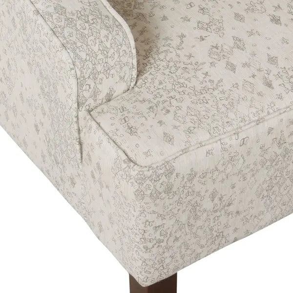 Fauteuil d'appoint Porch & Den Lyric avec accoudoirs arrondis crème/gris à motif pochoir vintage