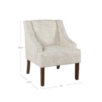 Fauteuil d'appoint Porch & Den Lyric avec accoudoirs arrondis crème/gris à motif pochoir vintage