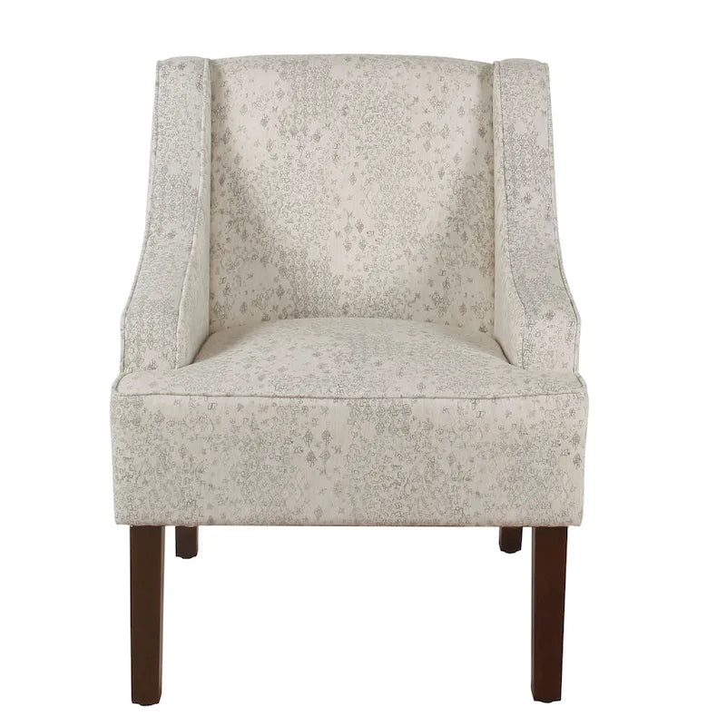 Fauteuil d'appoint Porch & Den Lyric avec accoudoirs arrondis crème/gris à motif pochoir vintage