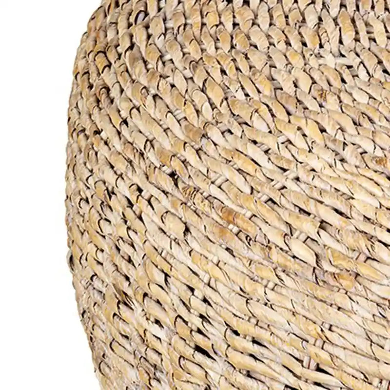 Table basse pouf ronde en abaca blanchi naturel par East at Main