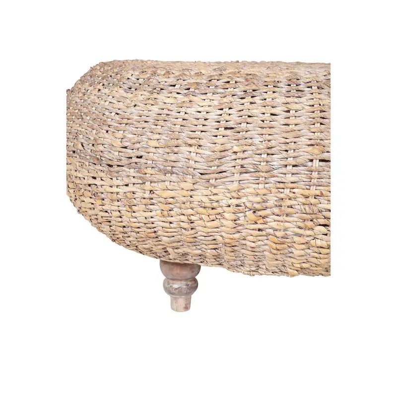 Table basse pouf ronde en abaca blanchi naturel par East at Main