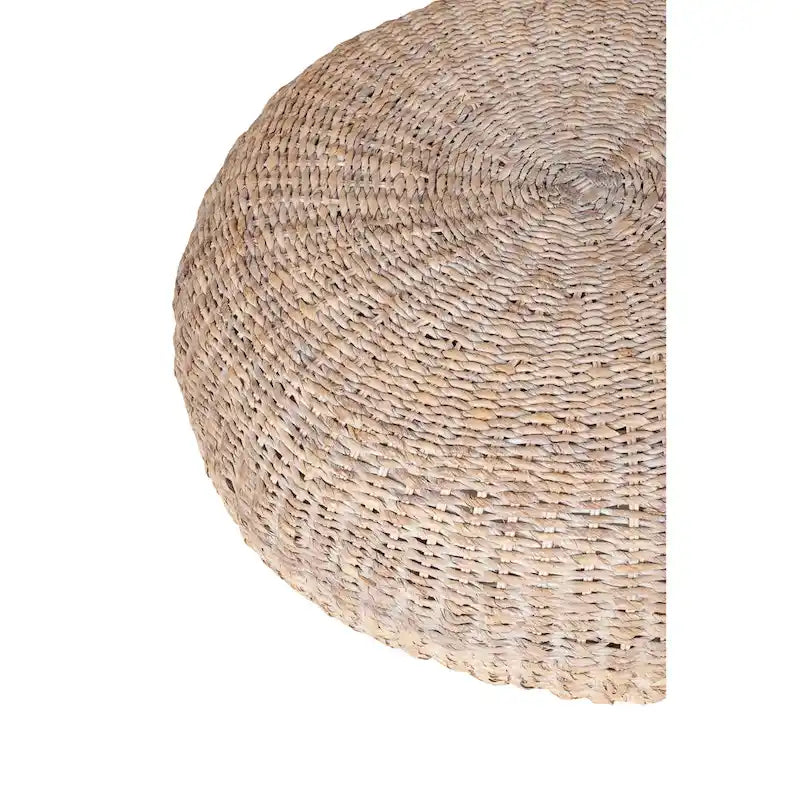 Table basse pouf ronde en abaca blanchi naturel par East at Main