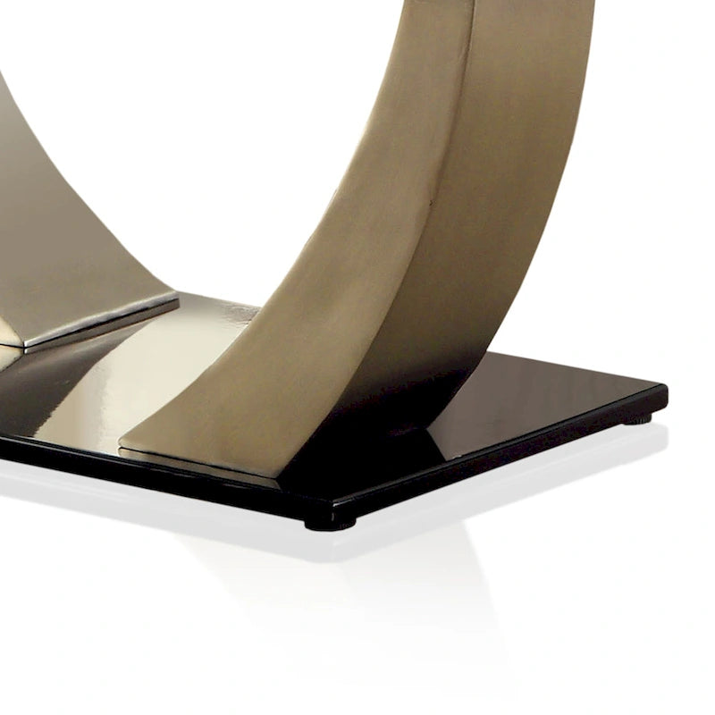 Table de salle à manger noire et argentée avec plateau en verre, 4-6 places