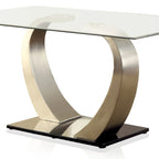 Table de salle à manger noire et argentée avec plateau en verre, 4-6 places