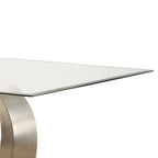 Table de salle à manger noire et argentée avec plateau en verre, 4-6 places