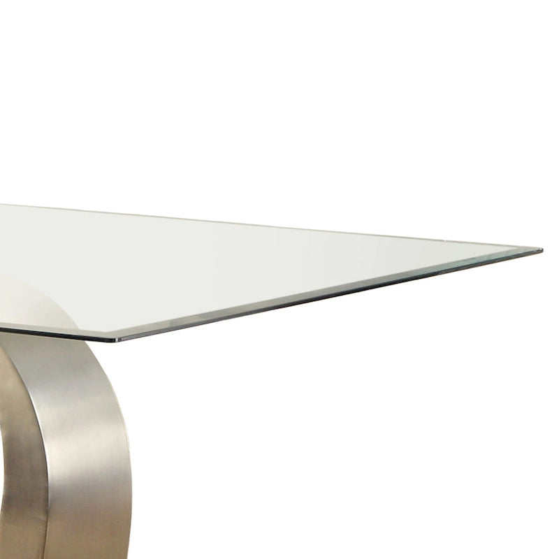Table de salle à manger noire et argentée avec plateau en verre, 4-6 places