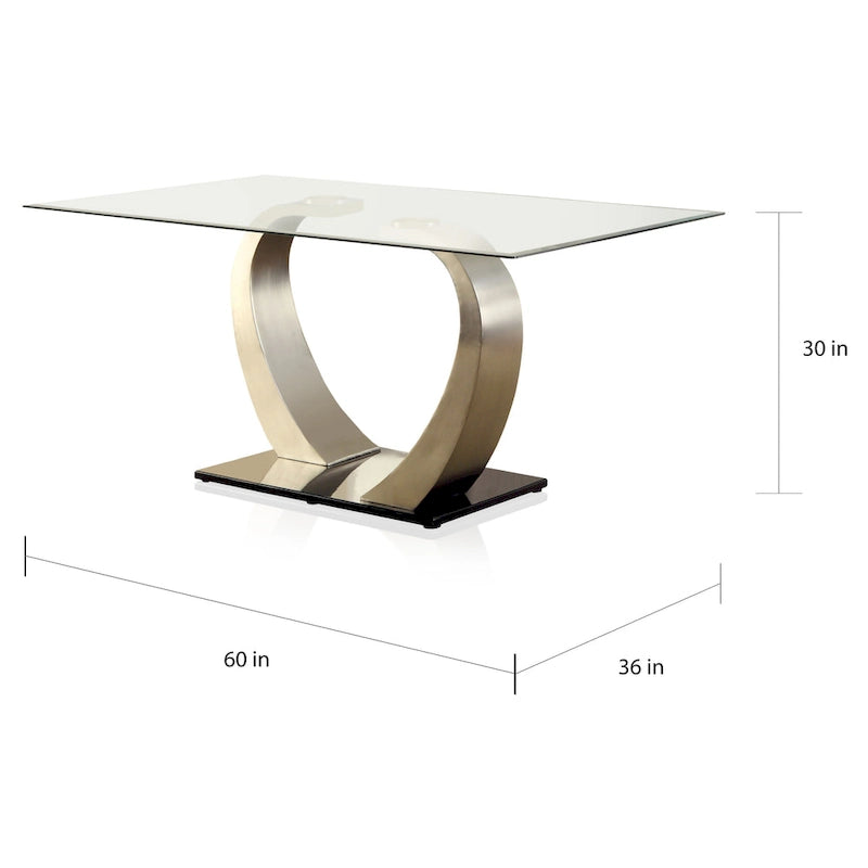 Table de salle à manger noire et argentée avec plateau en verre, 4-6 places