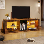Moasis LED RGB TV Stand w/ Power Outlets for TVs up to 55/60 Entertainment Center with Glass Shelves