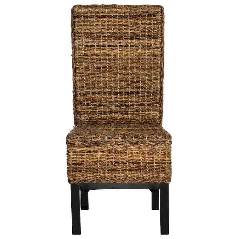 Chaise de salle à manger en rotin naturel sans accoudoirs à dossier haut, lot de 2