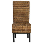 Chaise de salle à manger en rotin naturel sans accoudoirs à dossier haut, lot de 2