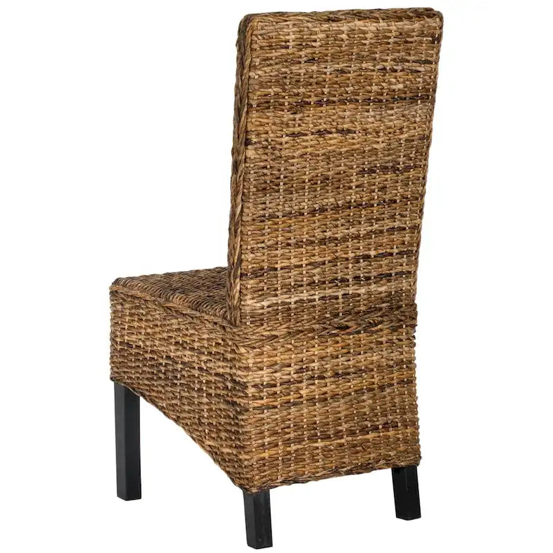Chaise de salle à manger en rotin naturel sans accoudoirs à dossier haut, lot de 2