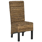 Chaise de salle à manger en rotin naturel sans accoudoirs à dossier haut, lot de 2