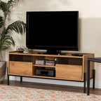 Meuble TV 2 portes Tasman moderne et industriel marron naturel