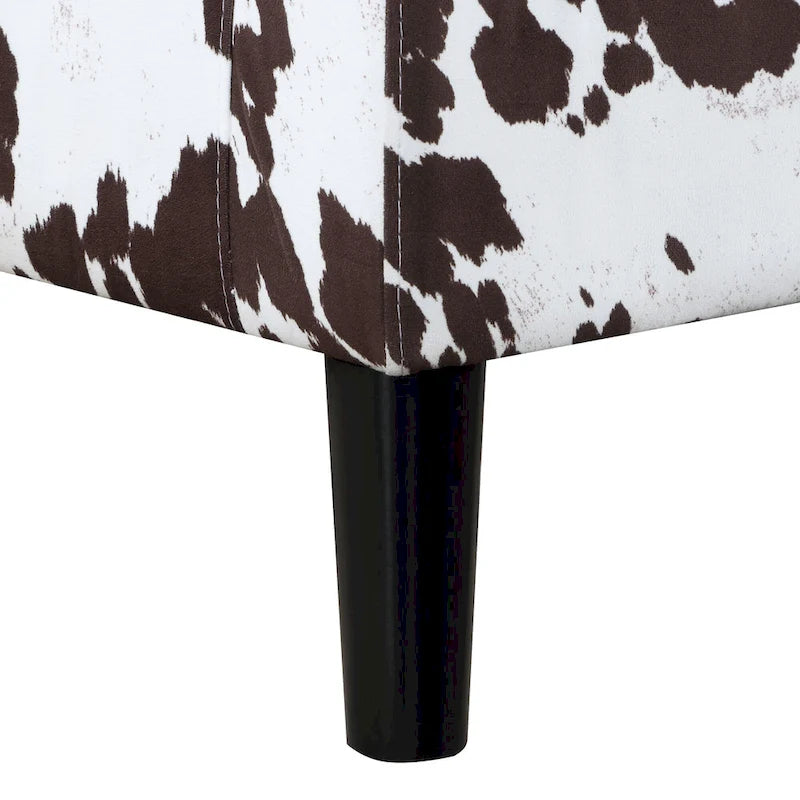 Fauteuil tonneau avec pouf motif vache / imprimé botanique, 1 place