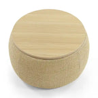 Pouf de rangement rond, pouf de table basse 3-en-1, table d'appoint faite à la main