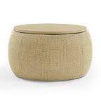 Pouf de rangement rond, pouf de table basse 3-en-1, table d'appoint faite à la main