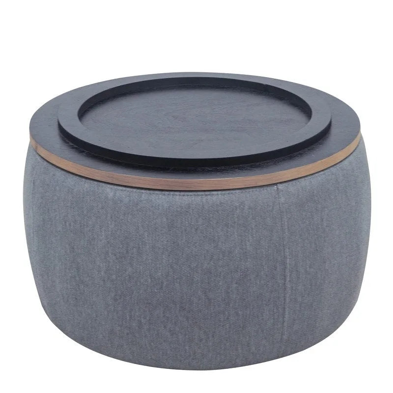 Pouf de rangement rond, pouf de table basse 3-en-1, table d'appoint faite à la main