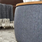 Pouf de rangement rond, pouf de table basse 3-en-1, table d'appoint faite à la main