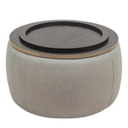 Pouf de rangement rond, pouf de table basse 3-en-1, table d'appoint faite à la main