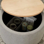 Pouf de rangement rond, pouf de table basse 3-en-1, table d'appoint faite à la main