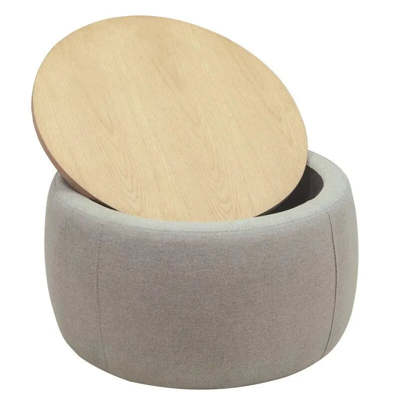 Pouf de rangement rond, pouf de table basse 3-en-1, table d'appoint faite à la main