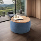 Pouf de rangement rond, pouf de table basse 3-en-1, table d'appoint faite à la main